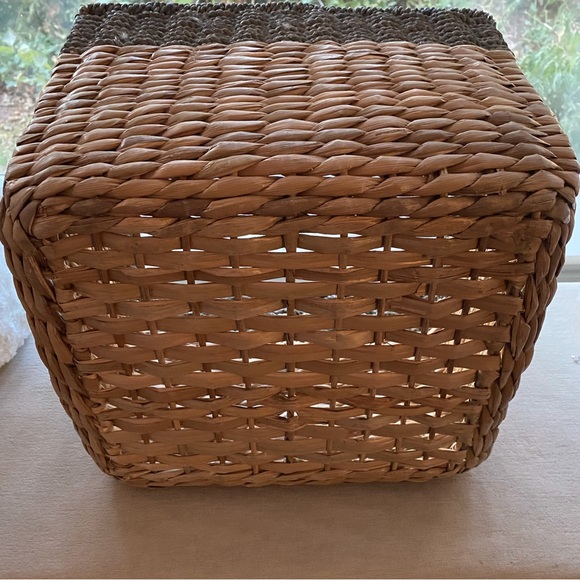 Big Beautiful Sturdy Metal Framed Rattan Wicker Gray & Natural Color Basket - Picture 8 of 12